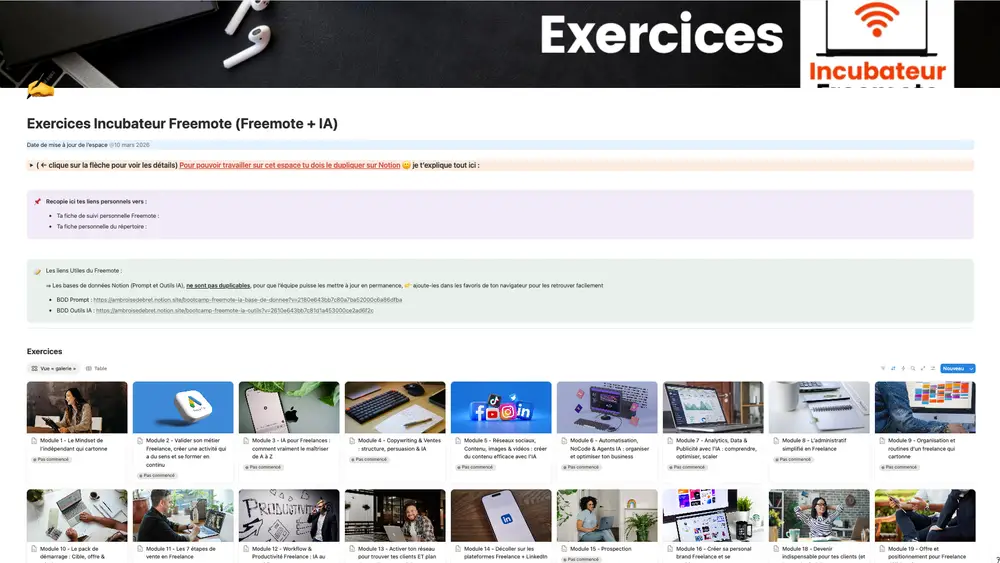 Exercices de mise en pratique Freemote